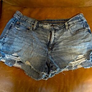 Aerie Blue Distressed Jean Shorts